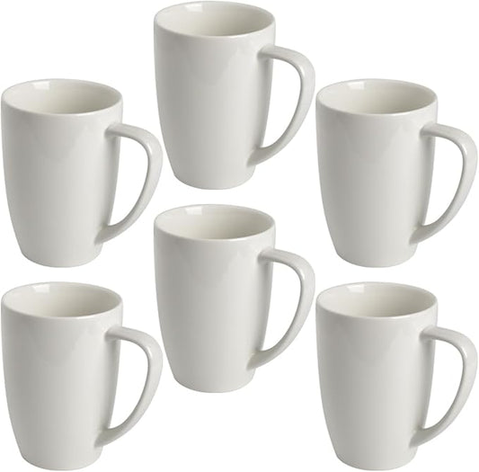 homEdge Porcelain Mug Set, 16 Ounces Cup for Tea, Latte, Mocha, Hot Chocolate, Set of 6, White