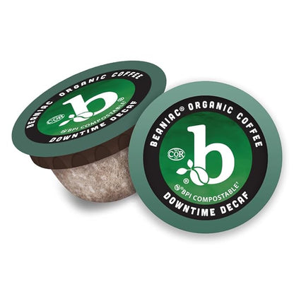beaniac Organic Downtime Decaf Swiss Water Decaffeinated, Medium Roast, Single Serve Compostable K Cup Coffee Pods, Organic Arabica Coffee, Keurig Brewer Compatible, 30 Count