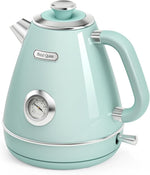 Load image into Gallery viewer, Hazel Quinn Retro Electric Kettle - 1.7 Liters / 57.5 Ounces Tea Kettle with Thermometer, All Stainless Steel, 1200 Watts Fast Boiling, BPA-free, Cordless, Automatic Shut Off - Mint Green