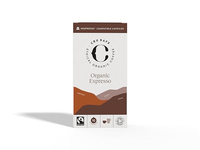 Cru Kafe Strong Espresso USDA Organic Espresso Coffee Capsules (50 Pods) Fairtrade Coffee Pods Compatible with Nespresso Original Line and Pixie Machines
