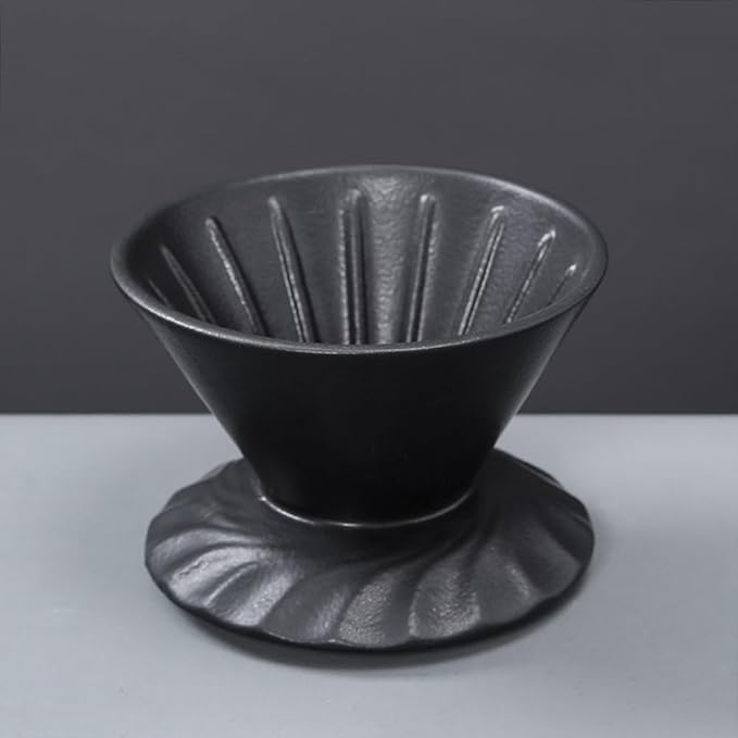 Handmade Black Pour Over Coffee Maker Set, Ceramic Coffee Dripper Brewer Heat Resistant Coffee Pot Decanter ACM03B