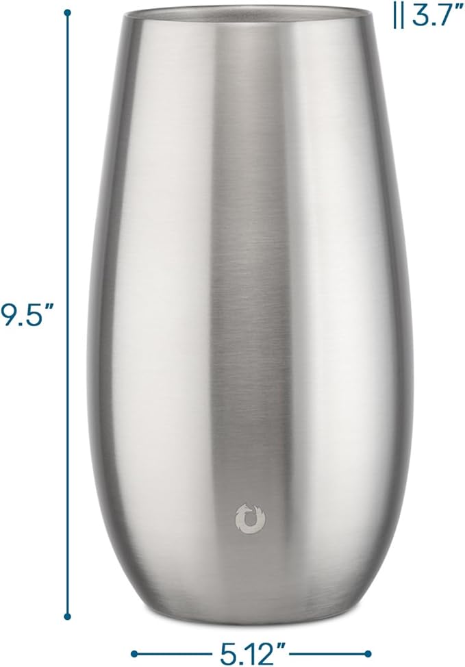 SNOWFOX Premium Vacuum Insulated, Triple Walled, Stainless Steel Wine Chiller w/Optimal fit to keep wine cold longer. Fits most Wine and Champagne Bottles. Non-Slip Silicon Base, Steel