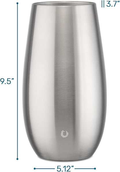 SNOWFOX Premium Vacuum Insulated, Triple Walled, Stainless Steel Wine Chiller w/Optimal fit to keep wine cold longer. Fits most Wine and Champagne Bottles. Non-Slip Silicon Base, Steel