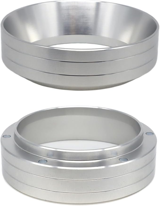 51mm Magnetic Espresso Dosing Funnel Lightweight Aluminum Coffee Dosing Ring Compatible 51mm Portafilter (Silvery, 51mm)