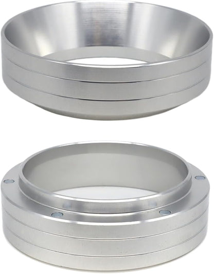 58mm Magnetic Espresso Dosing Funnel Lightweight Aluminum Coffee Dosing Ring Compatible 58mm Portafilter (Silvery, 58mm)
