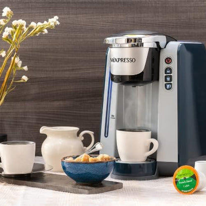 Mixpresso Single Serve Coffee Brewer K-Cup Pods Compatible & Ground coffee, Single Serve K-Cup Coffee Maker With 4 Brew Sizes 45oz, Quick Brewing with Auto Shut-Off, Rapid Brew Technology