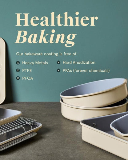 Caraway 9” Circle Pan - Non-Stick Ceramic Coating - Free From Forever Chemicals - Perfect for Birthday Cakes, Tartes, & More - Cream