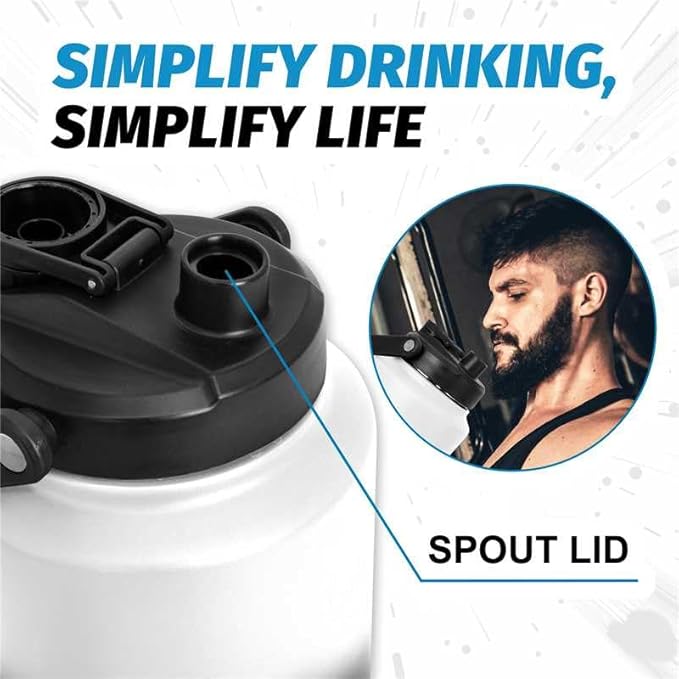 NATURE PIONEOR One Gallon Water Bottle Insulated - Large Double Vacuum Stainless Steel 128 oz Water Bottle with Holder/Carrier, 1 Gallon Water Jug,128oz, Wide Mouth