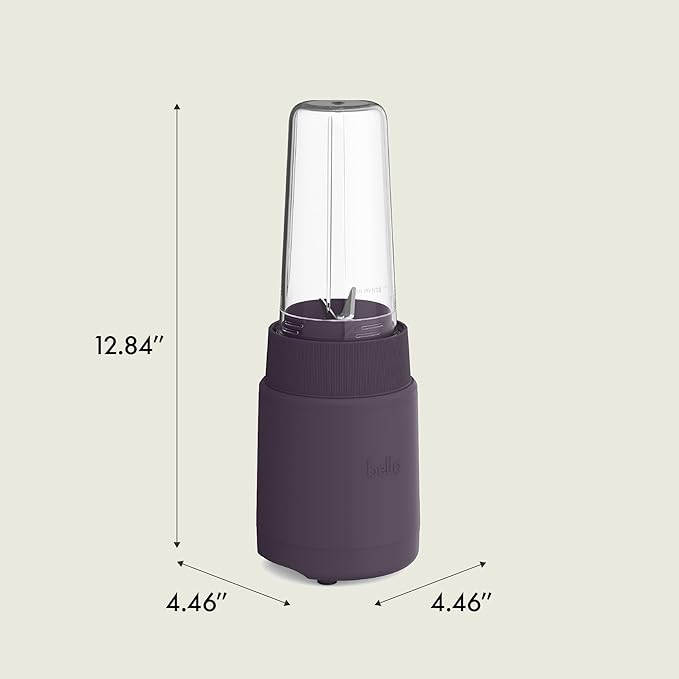bella 6 Pcs Portable Rocket Blender, Juicer & Smoothie Maker, Press & Twist Design, EverGood™ & BPA Free Dishwasher Safe Parts, 4 Tip Stainless Steel Blade, Cord Wrap, 240 Watt Motor, Plum