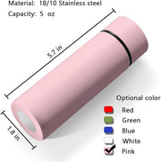 5 oz Mini Thermos Cute Water Bottle - Insulated Stainless Steel Bottle - Keeps Cold for 12 hours, Hot for 6 hours - Pink