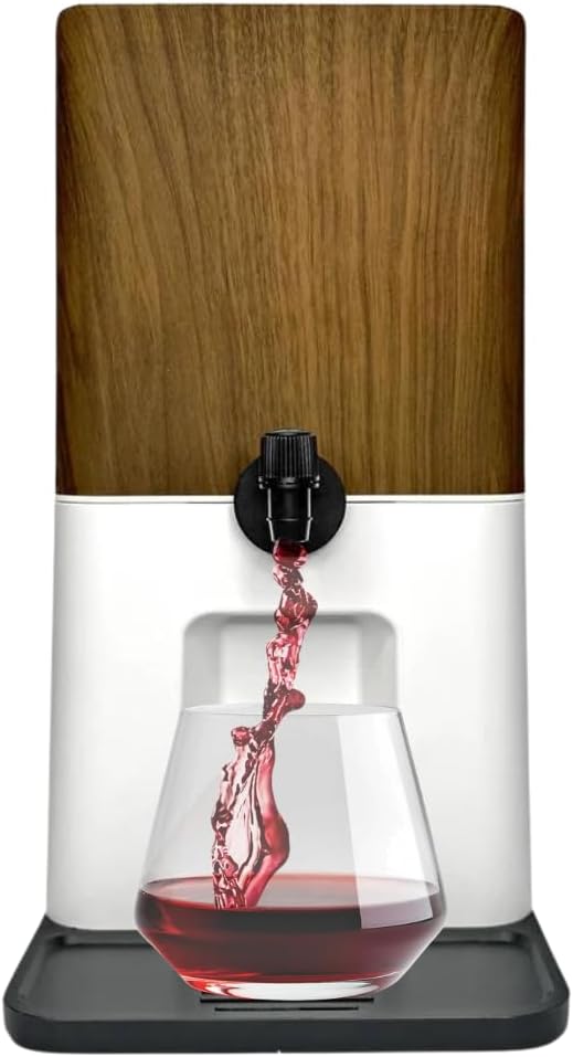 Bebly Box Drink Dispenser and Wine Dispenser | Walnut Design | Insulated - No Sweating - No Watered Down Drinks - Simple - Stylish - Mess Free Beverage Dispenser | Includes Freezable, Reusable 3L Bag