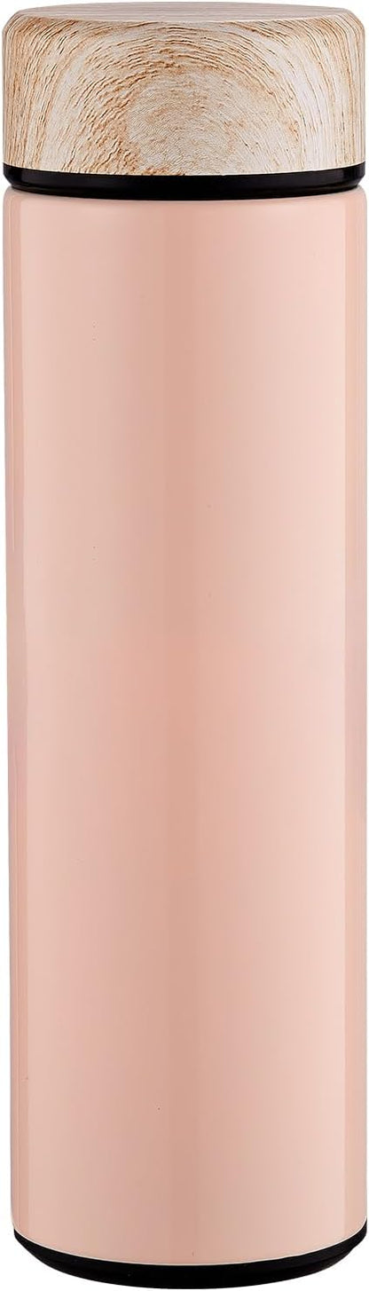 15oz Water Bottle Stainless Steel Thermos Flask - Insulated Vacuum, Leak Proof, Keeps Drinks Hot/Cold - Ideal for Coffee, Tea, Water - Pink