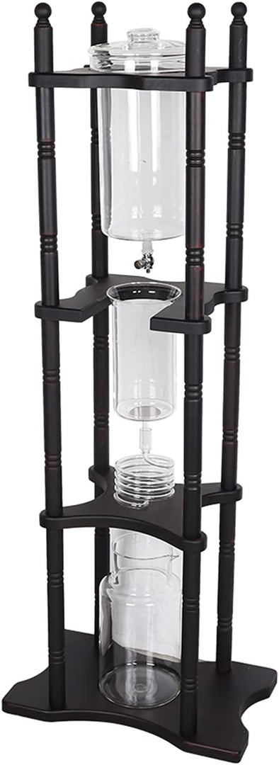 DNYSYSJ Cold Brew Maker, 8 Cups Cold Brew Coffee Maker Cold Brew Dripper Iced Coffee Brewer Maker with Adjustable Rate Valve Wooden Stand for Home and Office Commercial Use