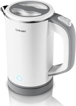 Load image into Gallery viewer, Sekaer Small Electric Tea Kettle Stainless Steel 0.8L Portable Travel Hot Water Boiler, Mini Electric Coffee Kettle with Auto Shut-Off &amp; Boil Dry Protection, Cordless Base &amp; White
