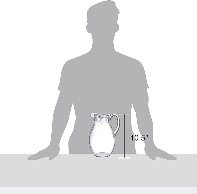 Amazing Abby - Bubbly Grand - Plastic Pitcher (96 oz, 3 Quart), Clear Water Pitcher with Lid, Fridge Jug, BPA-Free, Shatter-Proof, Great for Iced Tea, Sangria, Lemonade, Juice, Milk, and More