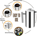 Load image into Gallery viewer, Utopia Kitchen Stainless Steel French Press Coffee Maker 50 Oz, French Press Tea Maker, Cold Brew Portable Travel Coffee Presses, Tea Press Gifts Silver