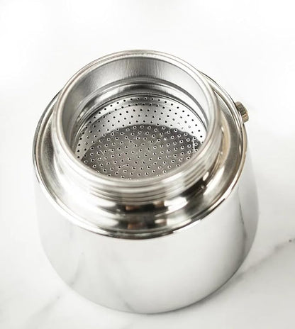 Cuisinox Moka Pot Coffee Espresso Maker – Stainless Steel Roma Stovetop Espresso Coffee Maker, Induction Compatible, Durable Long-Lasting, Dishwasher Safe, Heat-Resistant Handle, 4-Cup, 200ml, 7oz