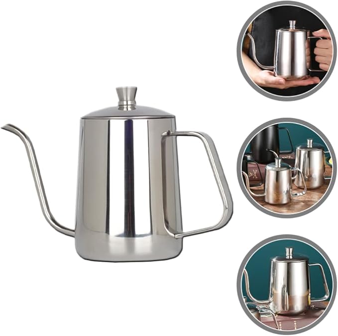 Toyvian Gooseneck Kettle 600ML Metal Coffee Kettle, Coffee Thin Spout, Gooseneck Pitcher, Narrow Spout Pot, Dripper Stainless Steel Water Bottle