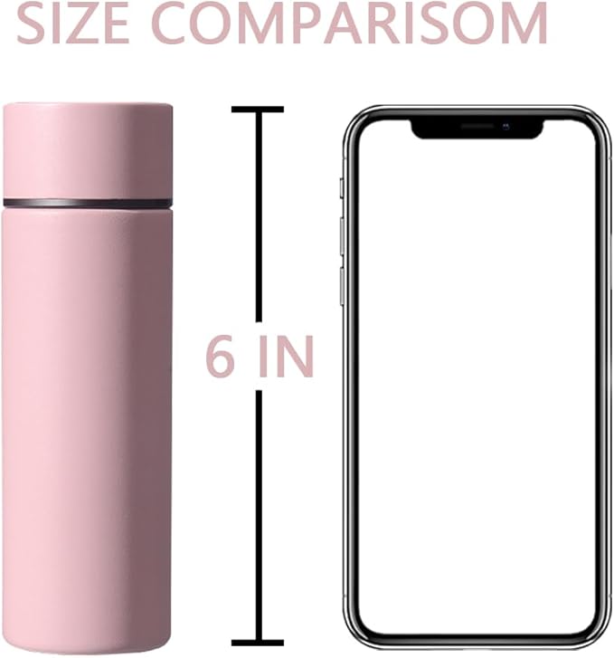 5 oz Mini Thermos Cute Water Bottle - Insulated Stainless Steel Bottle - Keeps Cold for 12 hours, Hot for 6 hours - Pink