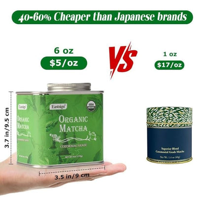 Premium Ceremonial Matcha Powder (6oz/170g),Eastsign Organic Ceremonial Grade Matcha,USDA Organic Matcha Tea Powder Latte,Perfect for Starbucks Latte, Shake, Smoothies & Baking & Holiday Gifts