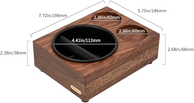 watchget Knock Box Wooden Knock Box with tamper station Espresso tamping station,Coffee Organizer Box Fit for Storage 51/54/58MM Tamper, Distributor Coffee Dump Bin Wood Espresso Accessories