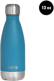 MIRA 12 oz Insulated Water Bottle - Slim Stainless Steel Cola Shape Thermo - Double Wall Hot & Cold Flask (24Hr Cold/12Hr Hot) - Hawaiian Blue