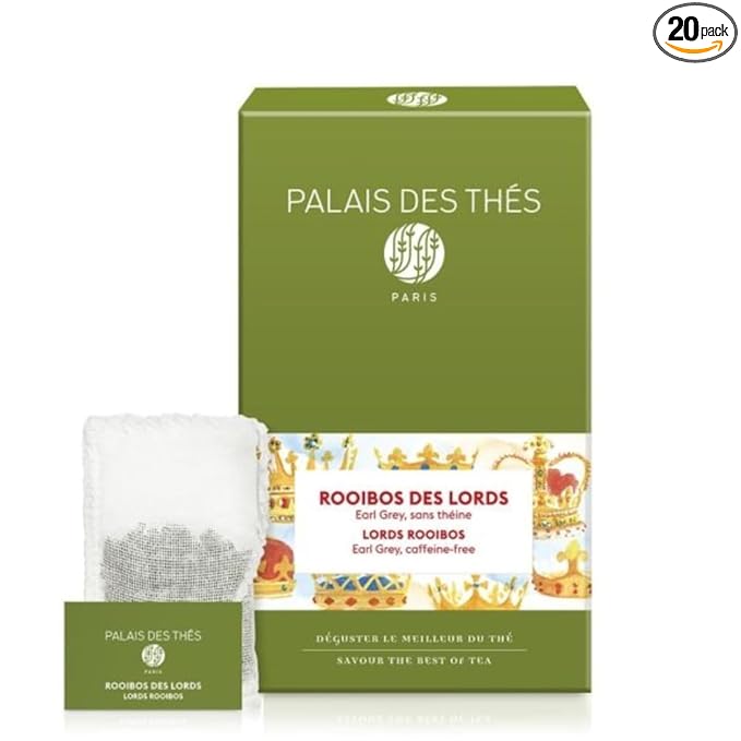 Palais des Thés Herbal Tea - Organic Rooibos of Lords Caffeine-Free Earl Grey Blend with Bergamot - Premium Tea Bags - Serves 20 Cups