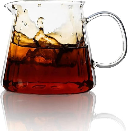 watchget Glass Coffee Carafe 500ml/17oz - Heat Resistant Thin Borosilicate Coffee Server, Clear Pour Over Coffee Pot Maker, Ideal for Home, Office, and Café