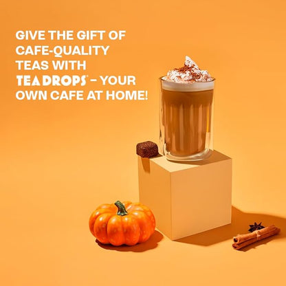 Tea Drops 30 Bulk Pack Organic Pumpkin Spice Bagless Tea - Loose Leaf, Lightly Sweetened, On-The-Go. Plastic-Free - Iced or Hot