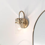 Load image into Gallery viewer, Kichler Brinley 11.5" Wall Sconce in Champagne Bronze, 1-Light, Vintage Wall Mount Light with Clear Glass, (11.5" H x 5" W), 45576CPZ