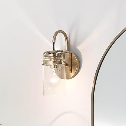 Kichler Brinley 11.5" Wall Sconce in Champagne Bronze, 1-Light, Vintage Wall Mount Light with Clear Glass, (11.5" H x 5" W), 45576CPZ