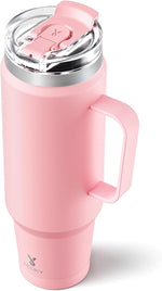 Load image into Gallery viewer, Meoky 40oz Tumbler with Handle, Stainless Steel Travel Mug with 2-in-1 Straw and Sip Lid, Vacuum Insulated Coffee Mug, 100% Leak Proof, Keeps Cold for 34 Hours or Hot for 10 Hours (Blush)