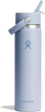 Load image into Gallery viewer, Hydro Flask Water Bottle - Insulated Stainless Steel - Wide Mouth Flex Straw Lid, Non Spill, Leakproof and Refillable in 24 Oz Surf Blue
