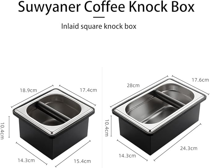 Coffee Knock Box, Stainless Steel Dump Bin Espresso Knock Box for Coffee Grounds with Removable Non-Slip Base Shock-Absorbent for Knocking Portafilter Filter Grinds (S)