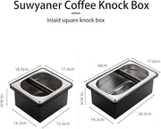 Coffee Knock Box, Stainless Steel Dump Bin Espresso Knock Box for Coffee Grounds with Removable Non-Slip Base Shock-Absorbent for Knocking Portafilter Filter Grinds (S)