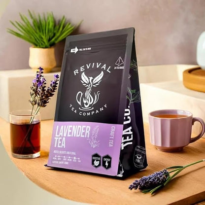 Revival Tea Company Lavender Tea - Black Tea Blend with Lavender Flowers - 24 Tea Bags