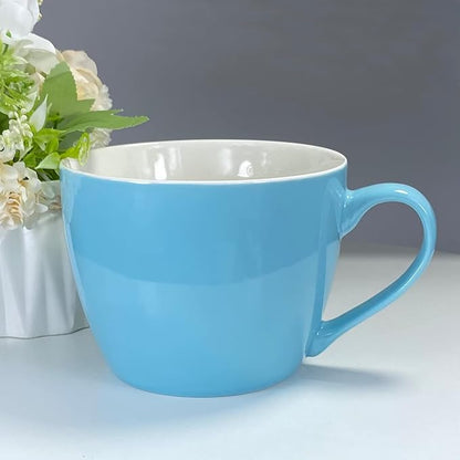 MECOWON 30 OZ Porcelain Coffee Mugs, Set of 2 Large Mugs for Soup, Cereal and Salad (skyblue)