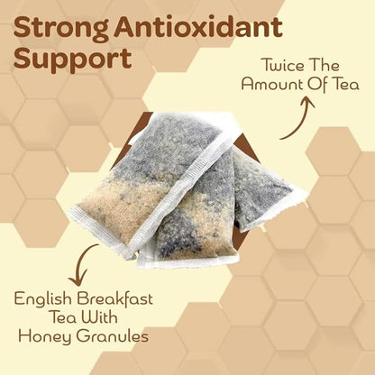True Honey English Breakfast Tea Bags - Honey Crystals Blended in Every Sachet - Strong Antioxidant Support - All Natural Organic Herbal Caffeinated Free Tea Bag 24 Count