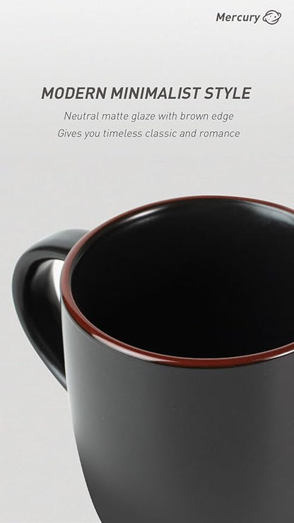 famiware Mercury Coffee Mugs 13 oz, Coffee Mugs Set of 4 with Handle, Cups for Latte, Hot Tea, Cappuccino, Mocha, Cocoa, Black