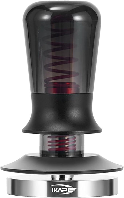 IKAPE 58.3MM Semi-Transparent Espresso Coffee Tamper, Premium Barista Coffee Tamper with Calibrated Spring Loaded, 100% Threaded Stainless Steel Base Tamper for Espresso Machine(New Upgrade)
