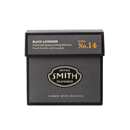Steven Smith Teamaker Black Lavender No. 14, Lady Grey, Caffeinated, Sugar-Free, Sustainably Grown Full Leaf Black Tea Bags, 15 Sachets, 1.32oz each