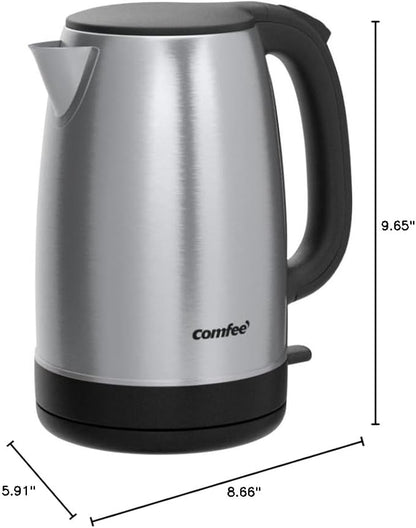 COMFEE' 1.7L Stainless Steel Electric Tea Kettle, BPA-Free Hot Water Kettle Electric with LED Light, Auto Shut-Off and Boil-Dry Protection, 1500W Fast Boil Electric Kettle