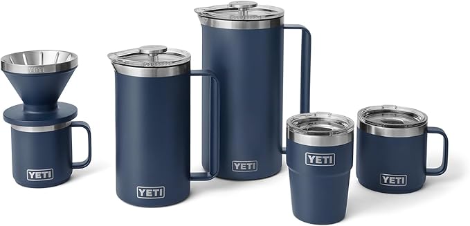 YETI Pour Over Coffee Maker Accessory Ramblers, Designed for Perfect Coffee Extraction Anywhere, Stainless Steel, fits any V60 Filter, Navy