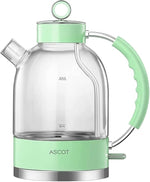 Load image into Gallery viewer, ASCOT Electric Kettle, Glass Electric Tea Kettle Gifts for Men/Women/Family 1.5L 1500W Borosilicate Glass Tea Heater, with Auto Shut-Off and Boil-Dry Protection (Green)