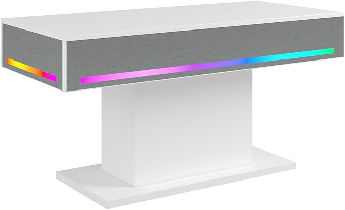 Led Coffee Table for Living Room, Living Room Table Rectangular Center Table, Modern Wooden Coffee Tables with 16 Colors LED Lights for Dining Reception Room