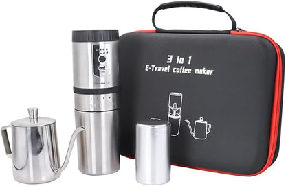 SOTECH Outdoor Camping Coffee Maker Set 3 in 1 Grinder Kit with Stainless Steel Electric Bean Grinder 350ml kettle Travel Coffee Kit(Pour Over Coffee Dripper Set Traveling Fishing)