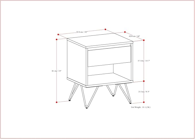 SIMPLIHOME Hunter 20 inch Wide Industrial Modern Nightstand in Walnut for the Living Room and Bedroom