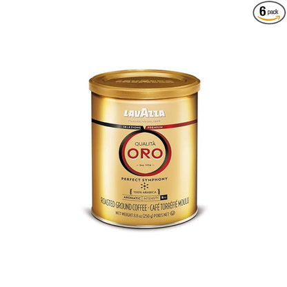 Lavazza Qualità Oro Ground Coffee, Medium Roast, 100% Arabica, 8.8 oz Tin (Pack of 6)