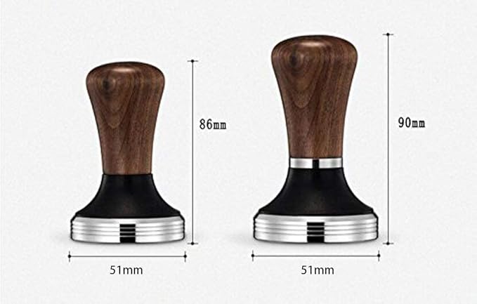 Diguo Elegance Wooden Coffee Tamper for 51mm Portafilter. Stainless Steel Flat with Height Adjustable Wooden Handle