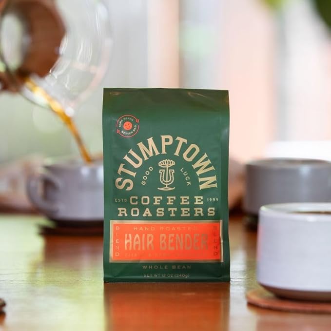 Stumptown Coffee Roasters, Medium Roast Whole Bean Coffee - Hair Bender, Flavor Notes of Citrus and Dark Chocolate, 24 Ounces (2 Bags of 12 Ounces)